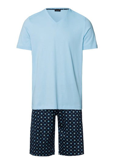 Night And Day Cotton V-Neck Short Pajama Set | Black/Periwinkle 75826-3003